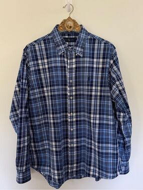 Ralph Lauren Blue & White Plaid Button-Down Shirt